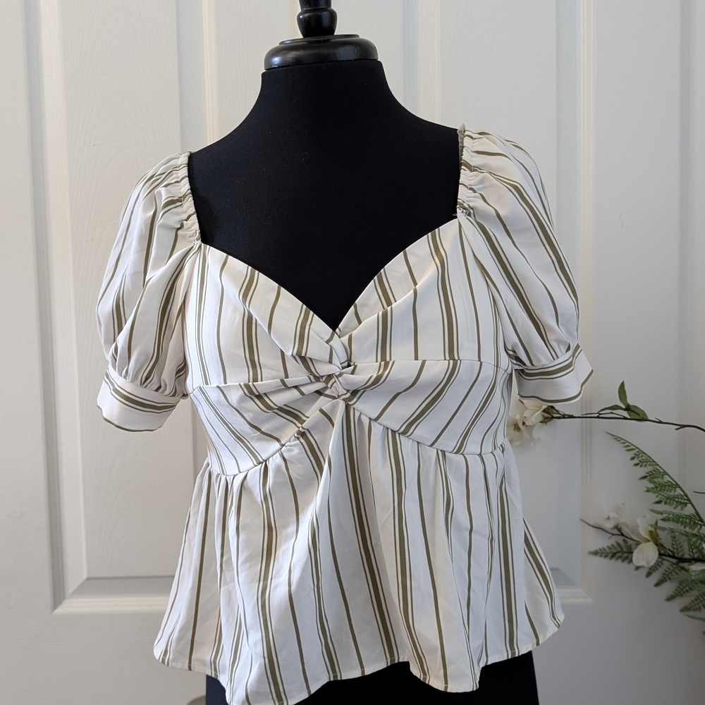 Society + Stitch Striped Puff Sleeve Top